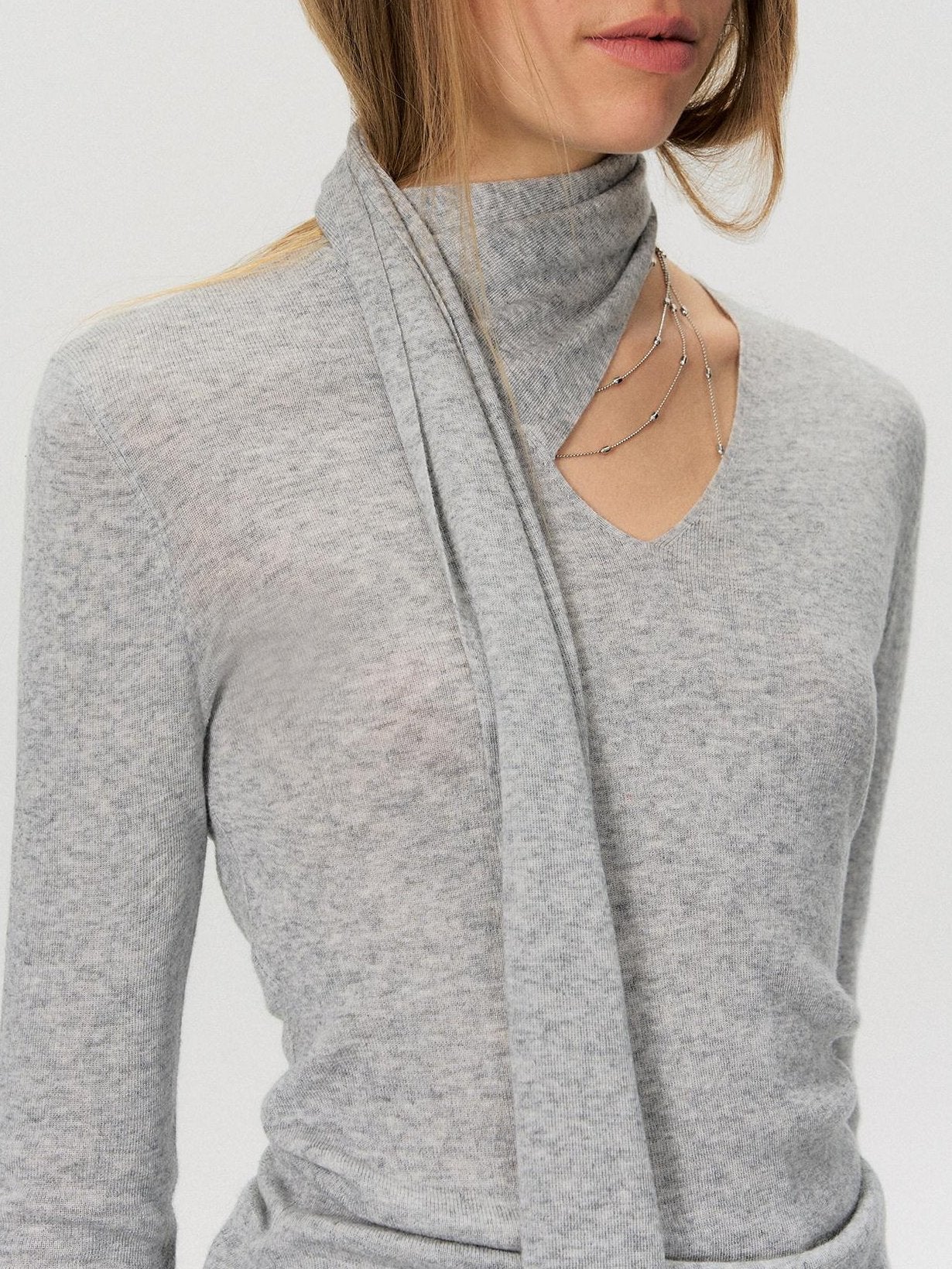 The NeverMore Soft Wool Blend Slim Knit Pullover Womens Casual Grey Pink Long Sleeve T-Shirts