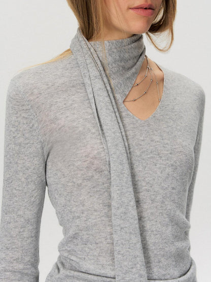 The NeverMore Soft Wool Blend Slim Knit Pullover Womens Casual Grey Pink Long Sleeve T-Shirts