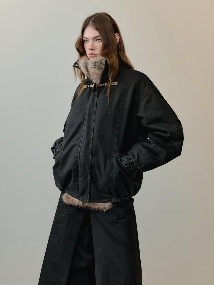AnnoMundi Thick Warm Polyester Minimalist Commuter Straight Fit Black Puffer Jackets