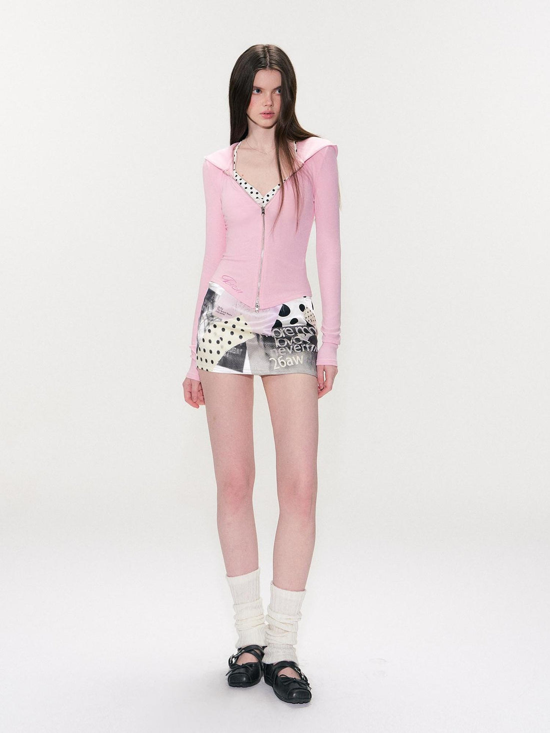 The NeverMore Soft Modal Fabric Sexy Slim Fit Hooded Zip Cropped Pink Women Hoodie