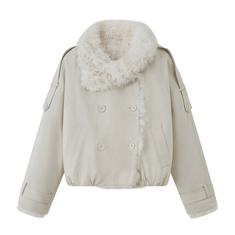 DIDDI_MODA_Khaki_Double_Breasted_Bubble_Hem_Women&