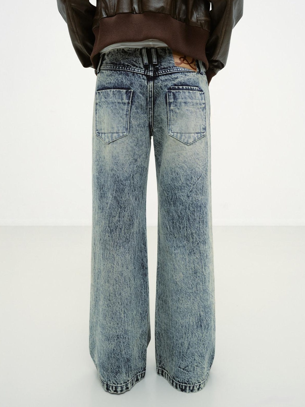 RUN TO THE FUTURE Vintage Washed Distressed Low Rise Durable Snow Blue Denim Women Straight Jeans