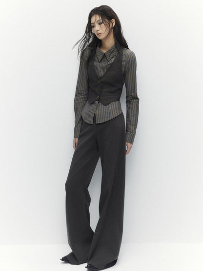 Low pixel Breathable Cotton Vintage Fitted Striped Button Long Sleeve Women Shirts