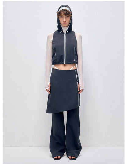 RUN_TO_THE_FUTURE_Stretch_Zip_Cropped_Slim_Workwear_Women_Nylon_Stretch_Top_&amp;_Pants_Sets_MISSTT