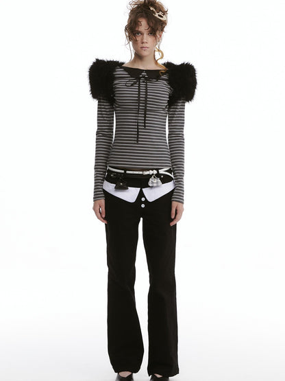 nit alcove Cardigan court à encolure bateau et ouverture sur le devant, modèle original pour femme, noir, Deer Accessories