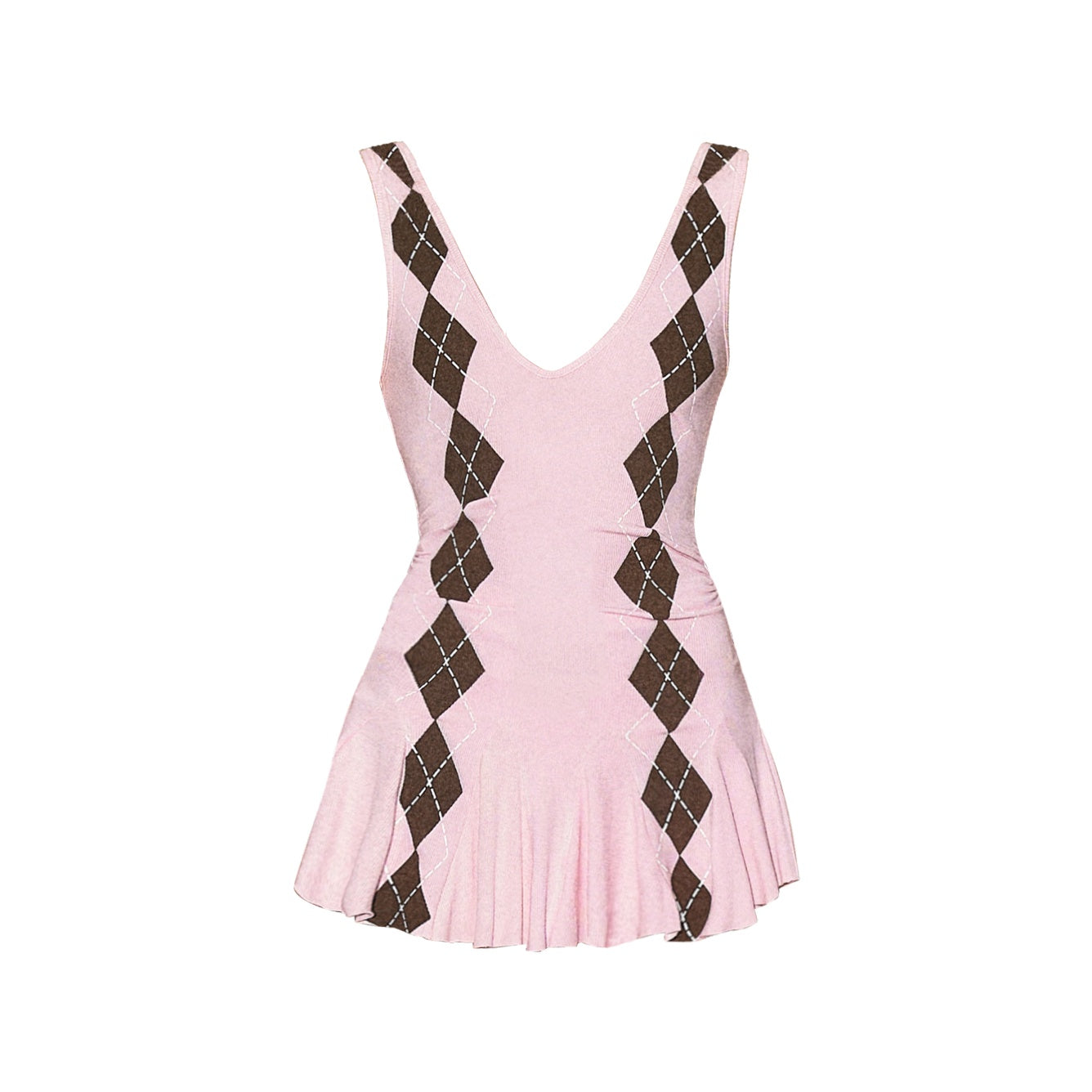 The NeverMore High Waist Printed A Line Sleeveless V-neck Casual Girls Strappy Mini Dresses