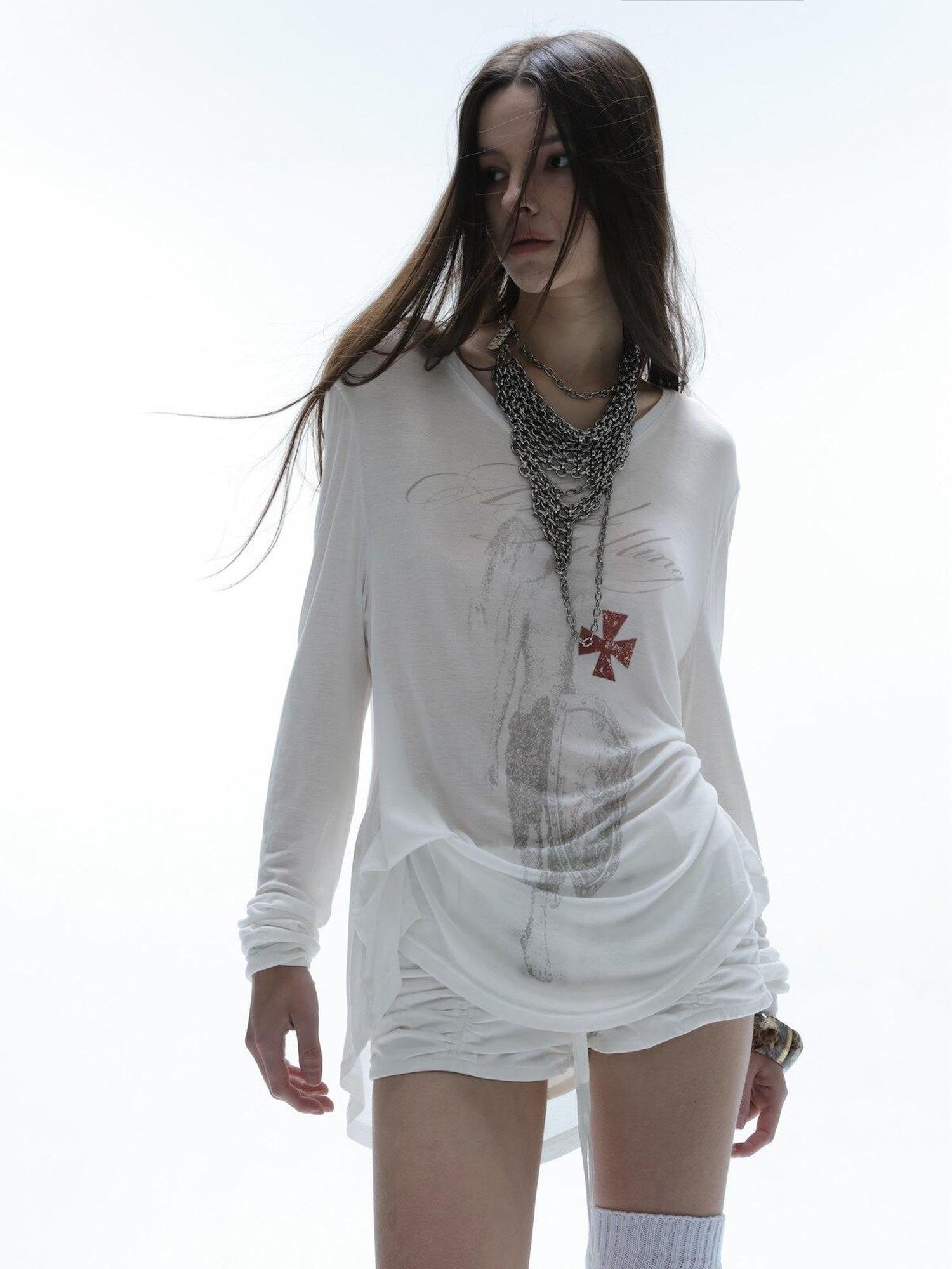 DoublePunch Angel Irregular Punk Print Women&