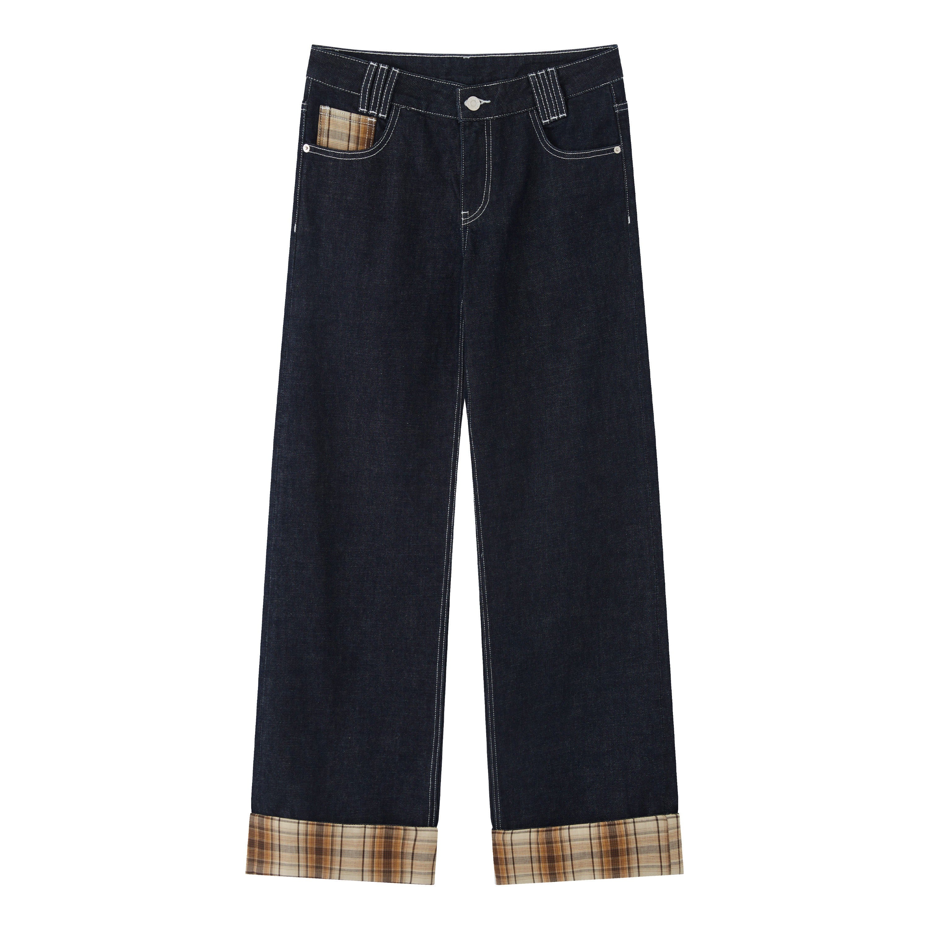 RUN TO THE FUTURE Washed Low Waist Wide Leg Loose Fit Casual Denim Indigo Straight Jeans