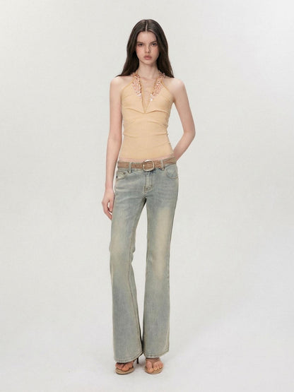 The NeverMore Lightweight Stretch No Padding Y Back Wide Strap Slim Cropped Women Camisoles