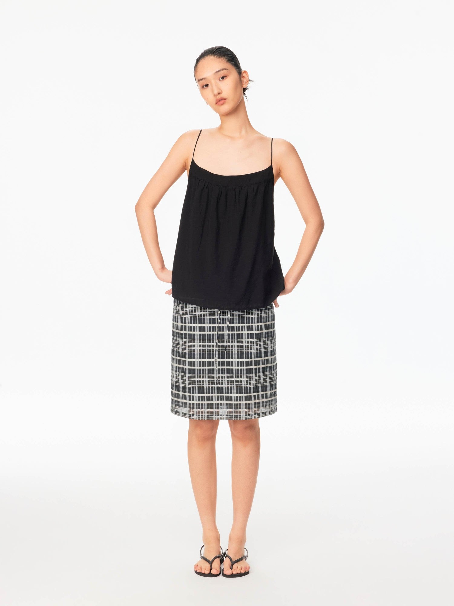Northbutsouth Black White Check Textured Convertible Strapless Women&