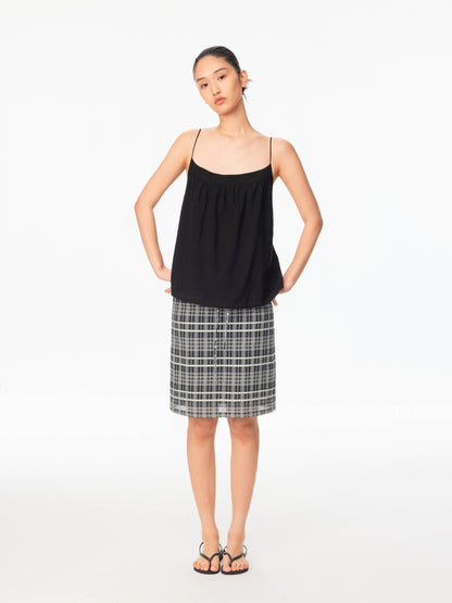 Northbutsouth Black White Check Textured Convertible Strapless Women&