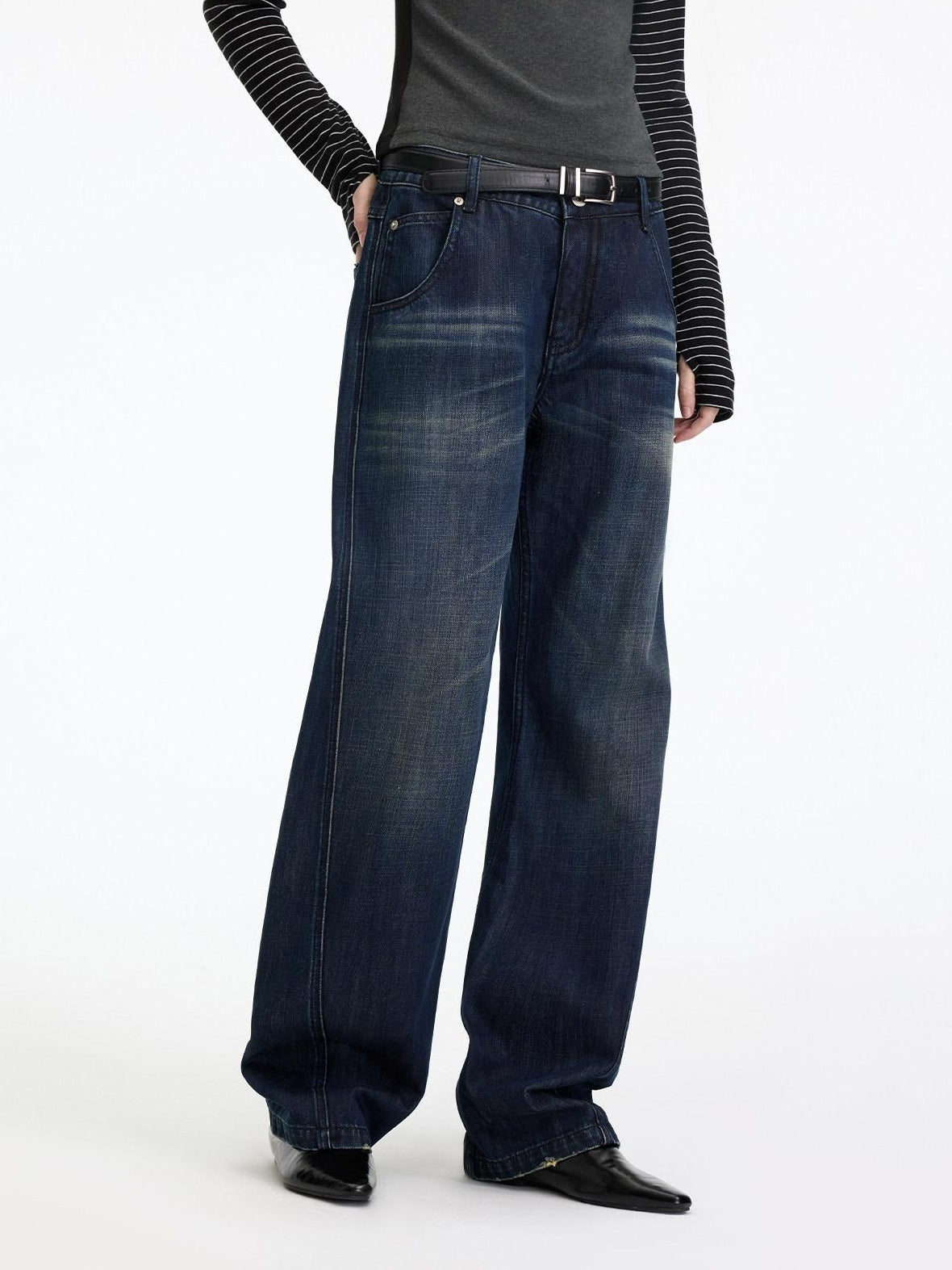 RUN TO THE FUTURE Vintage Washed High Cotton Relaxed Mid Low Waist Women Zip Fly Straight Jeans