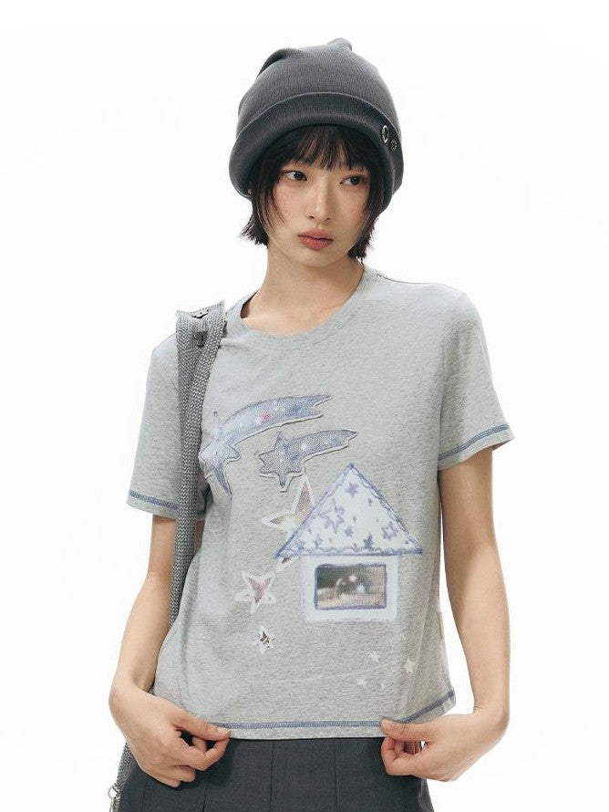 NAPSNAPS Cottage Applique Embroidered Print Women&