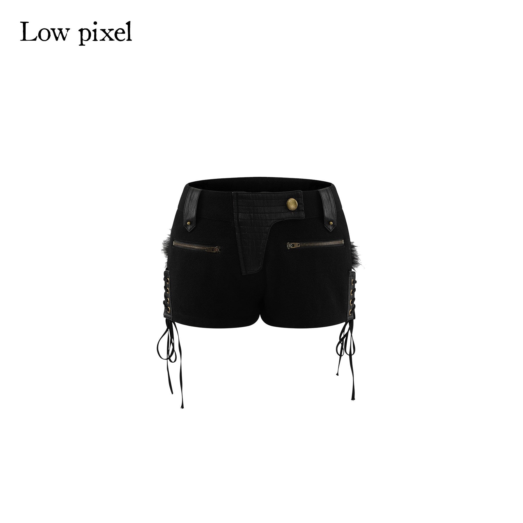 Low pixel Wool Blend Low Rise Straight Slim Sexy Zipper Casual Women Mini Shorts