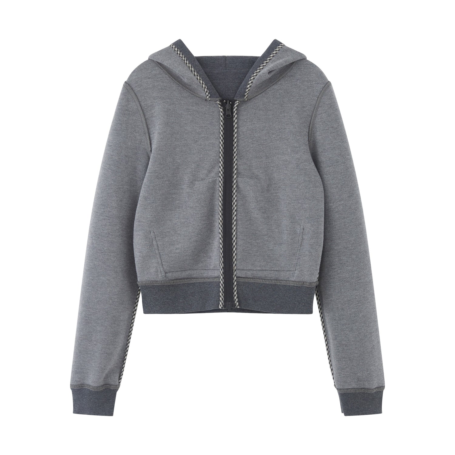 RUN_TO_THE_FUTURE_Slim_Cropped_Zip_Hooded_Pocket_Commuter_Vintage_Gray_Women_Hoodies_MISSTT