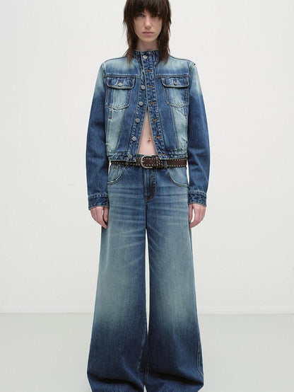 RUN TO THE FUTURE Durable Distressed Cotton Loose Fit Natural Waist Women Zip Fly Straight Jeans