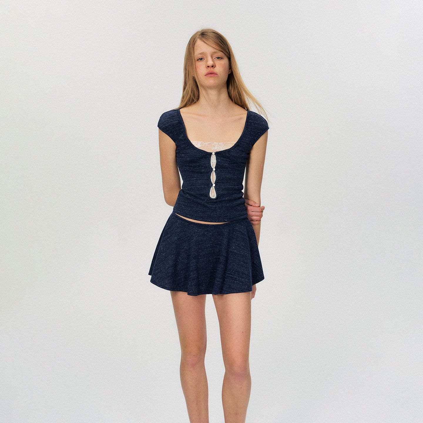 The_NeverMore_Two_Piece_Pullover_Top_And_Skirt_Women_White_Navy_Short_Sleeve_T-Shirts_MISSTT