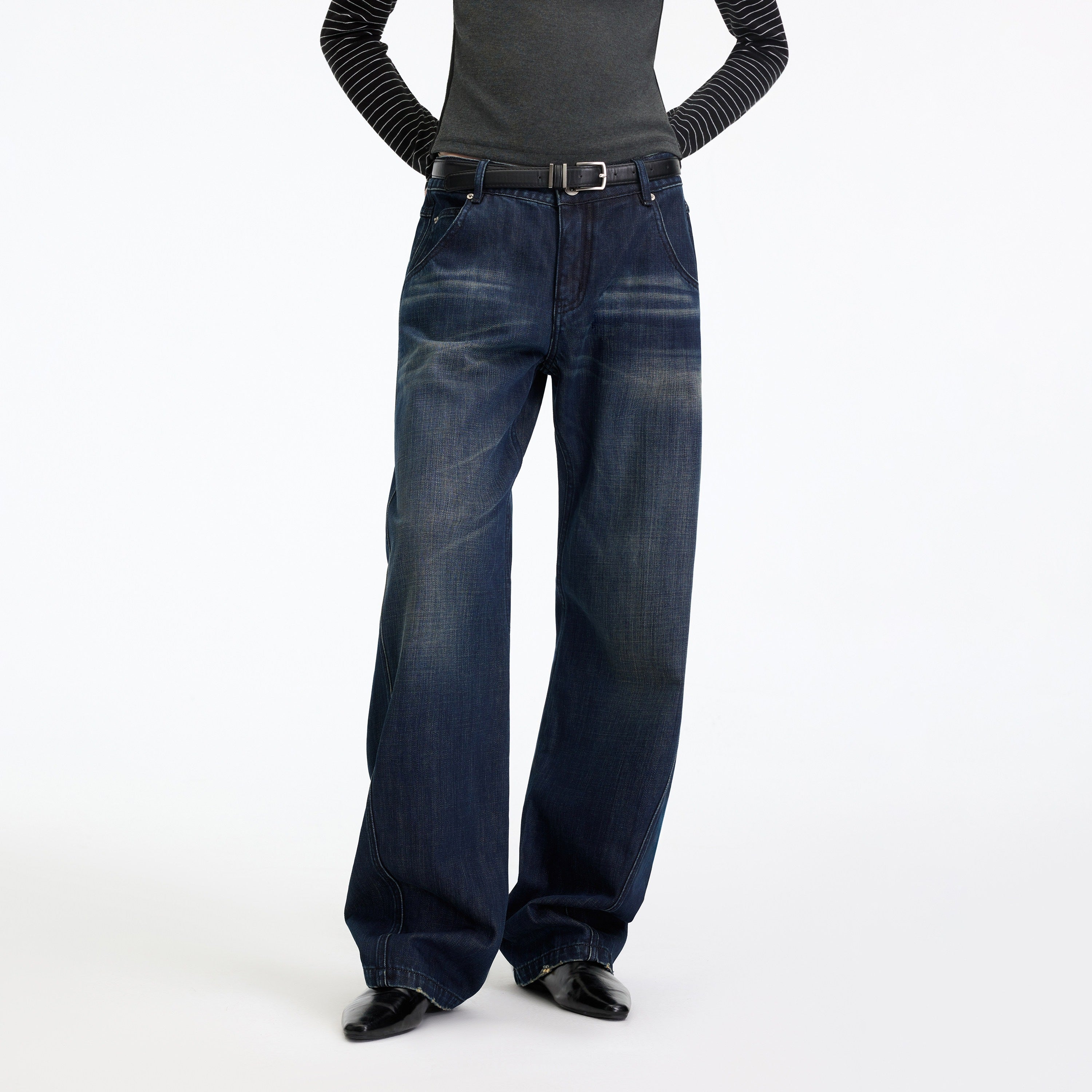 RUN TO THE FUTURE Vintage Washed High Cotton Relaxed Mid Low Waist Women Zip Fly Straight Jeans