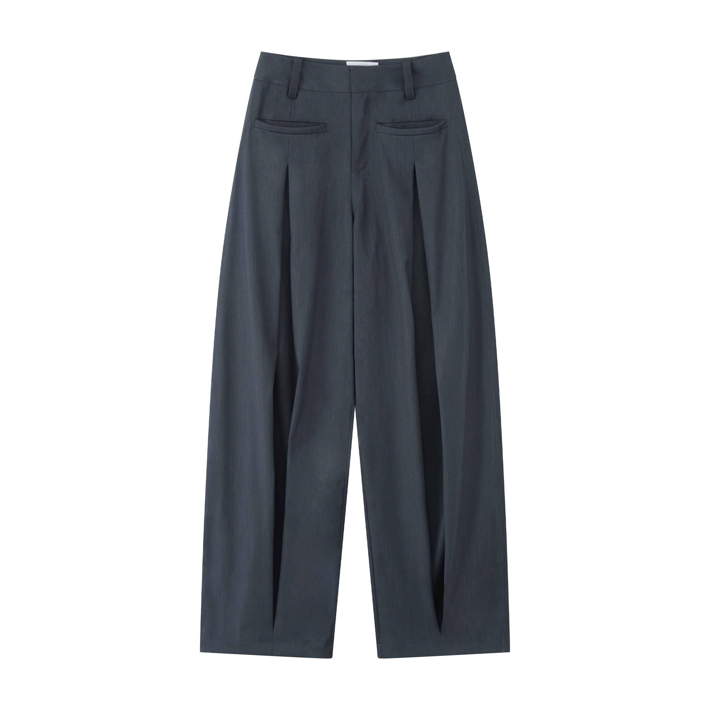 RUN TO THE FUTURE Pleated Low Waist Minimalist Loose Fit Women Vintage Green Wide-Leg Pants
