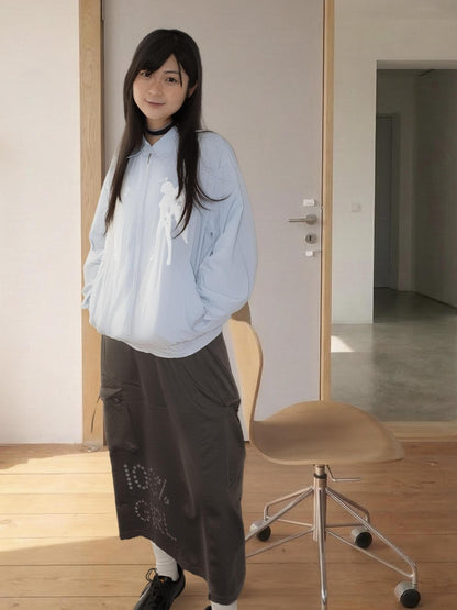 takeabreak Light Blue Silver Shiny Print Structured Women&
