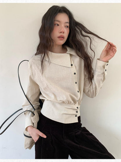 Dorydory Striped Asymmetric Cropped Slim Waist Women&