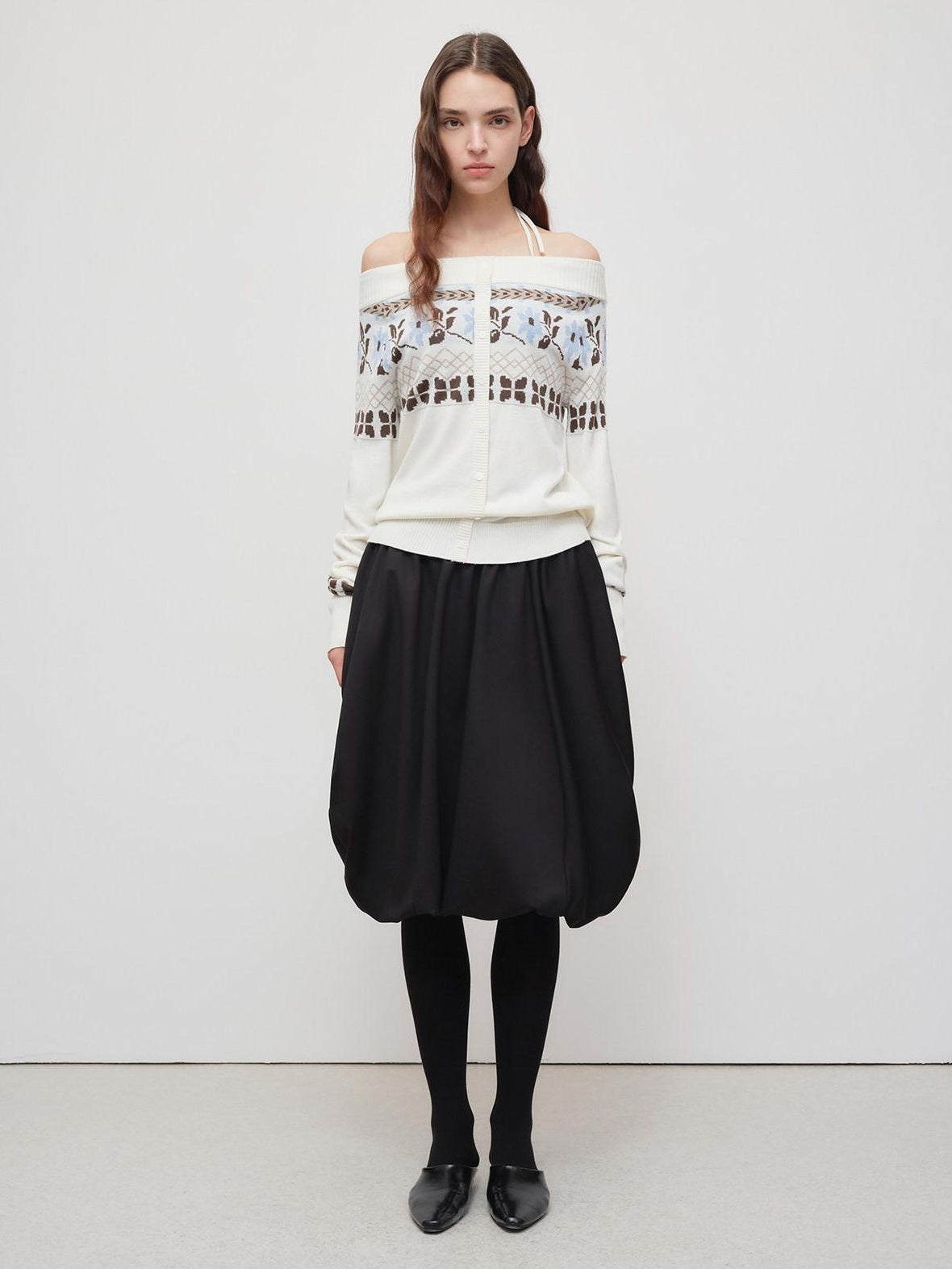 RUN TO THE FUTURE Soft Wool Blend Vintage Loose Pleated Women Knit Pullover Beige Black Sweaters