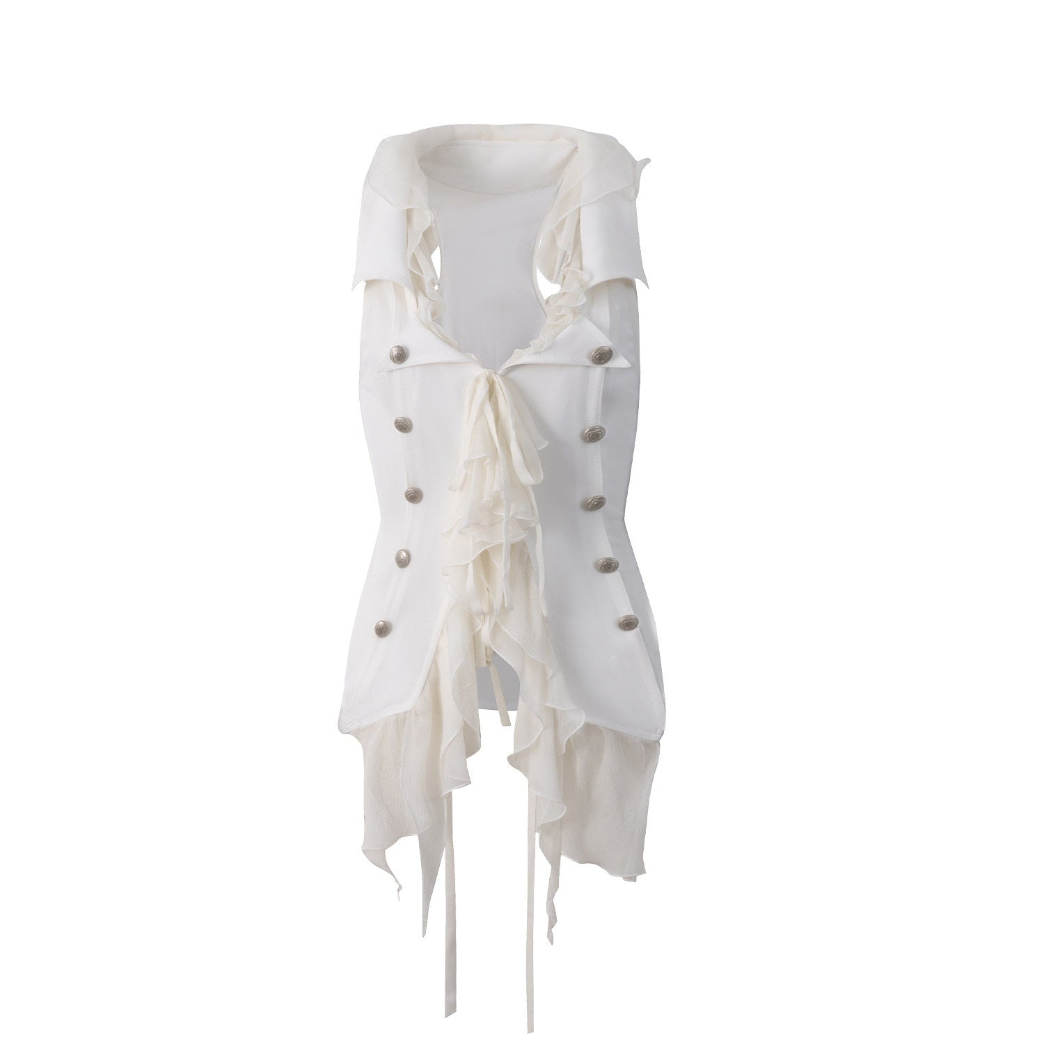 DoublePunch_Ruffled_Patchwork_Slim_Fit_Vintage_Blazer_Sleeveless_Women&