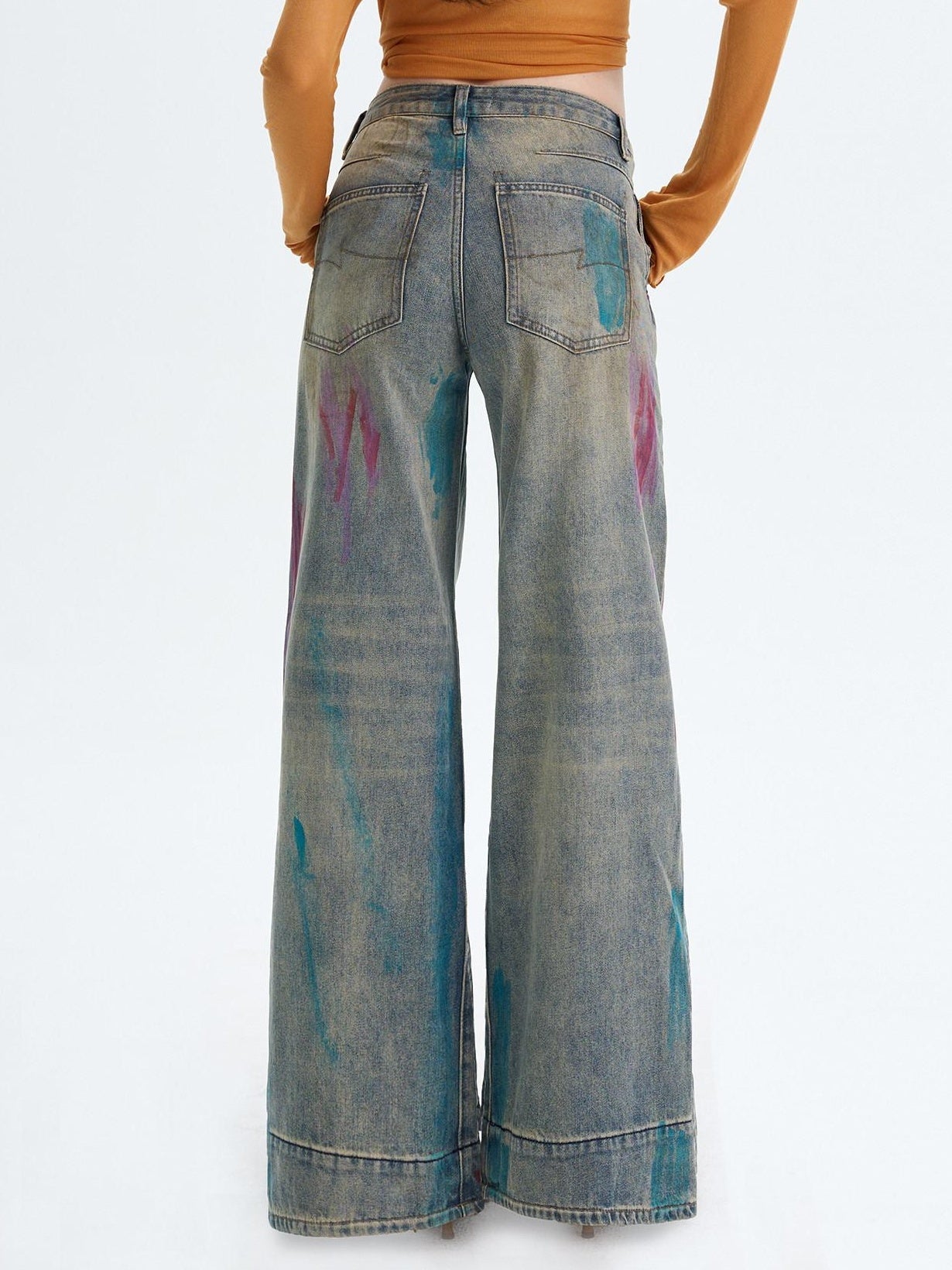 The NeverMore Washed Blue Button Fly Mid Rise Slight Stretch Sexy Straight Leg Jeans