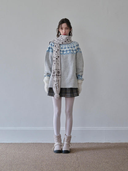 DKZ OFFICIAL Nordic Fair Isle Jacquard Oversized Women&