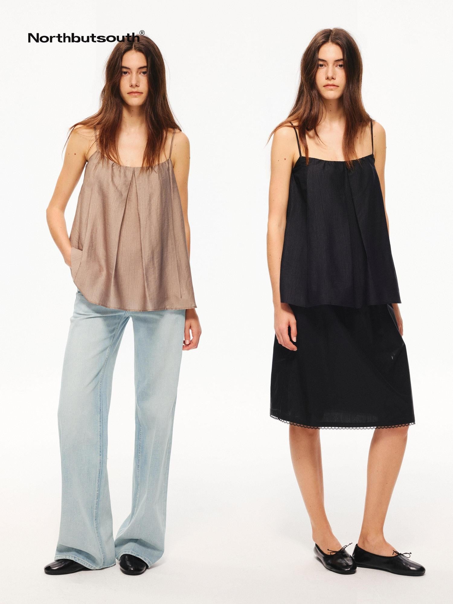 Northbutsouth Sheer Textured Adjustable Side Coverage Pleated Women&