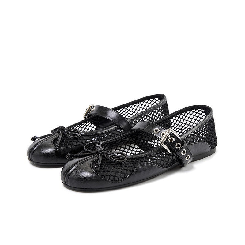 RUN TO THE FUTURE Breathable Cutout Slip On Casual Ballet Round Toe Lambskin Insole Flats