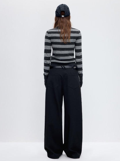 RUN TO THE FUTURE Vintage Slim Fit Wool Striped Pullover Office Commuter Women Sweaters