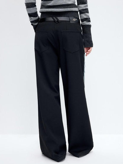 RUN TO THE FUTURE Washed Low Rise Wide Leg Loose Blue Black Denim Zipper Fly Straight Jeans
