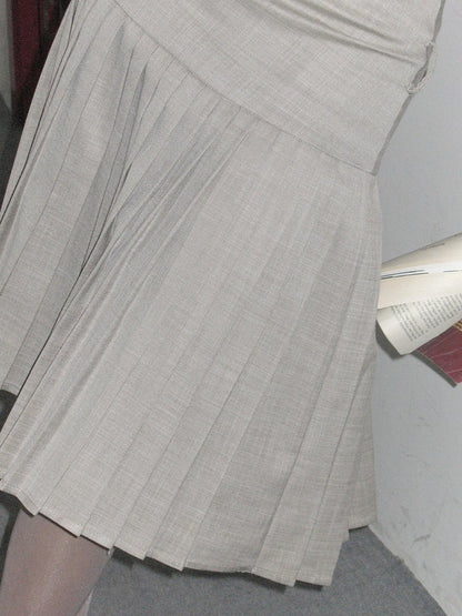 Dorydory Dark Grey Solid High Waist A Line Midi Women&