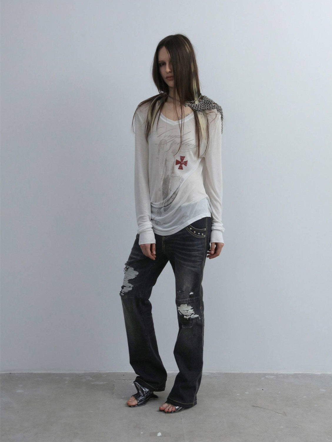 DoublePunch Angel Irregular Punk Print Women&