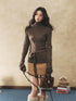 7Shiftin Cozy Belted High Neck Slim Fit Cable Diamond Knit Long Sleeve Women Sweaters