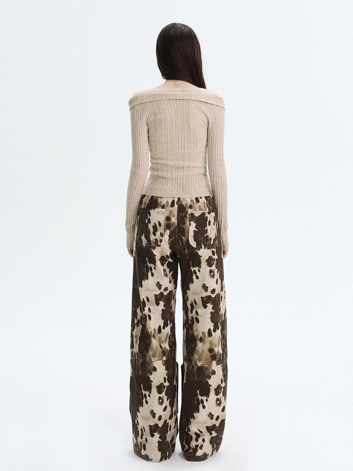 The NeverMore Khaki Wool Blend Slim Fit Layered Tie Detail Off Shoulder Pullover Sweaters