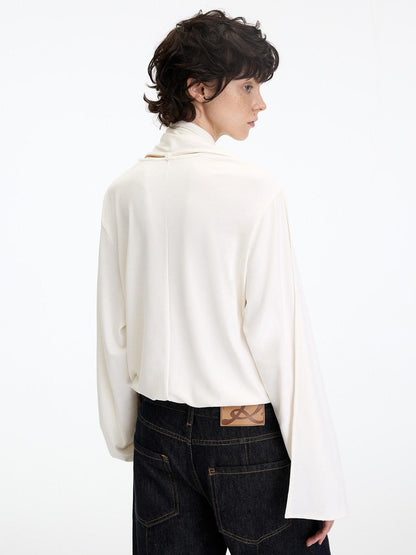 RUN TO THE FUTURE Soft Modal Casual Slim Fit Backless V-neck Raglan Women Long Sleeve T-Shirts