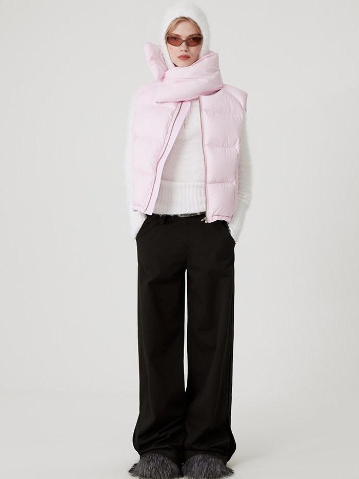 RUN TO THE FUTURE 90 Percent White Down Sleeveless Cropped Straight Korean Women Down Jackets
