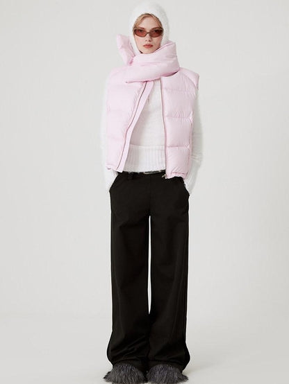 RUN TO THE FUTURE 90 Percent White Down Sleeveless Cropped Straight Korean Women Down Jackets