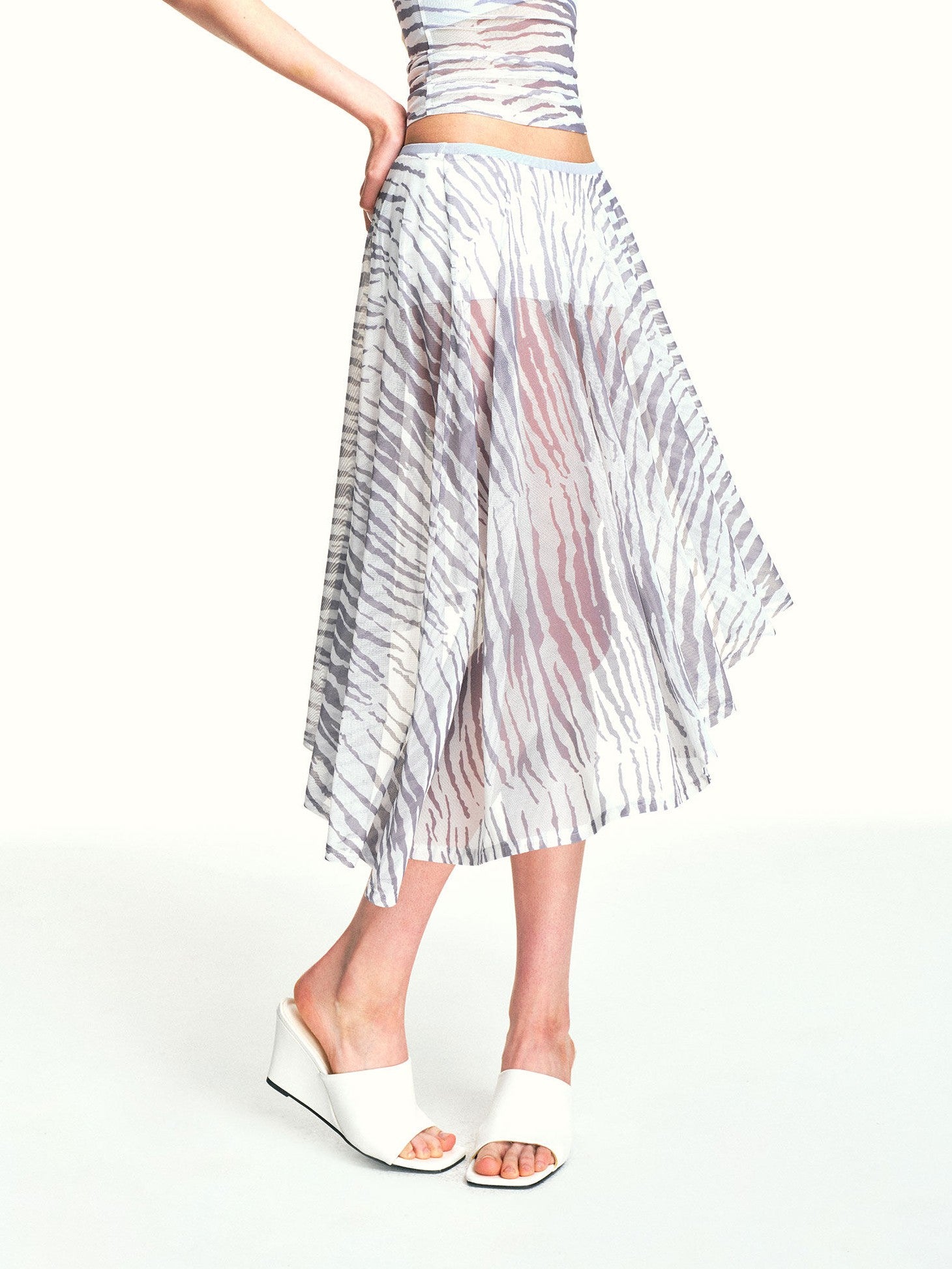 kvkv Zebra Print Asymmetric Mesh Inner Shorts Women&