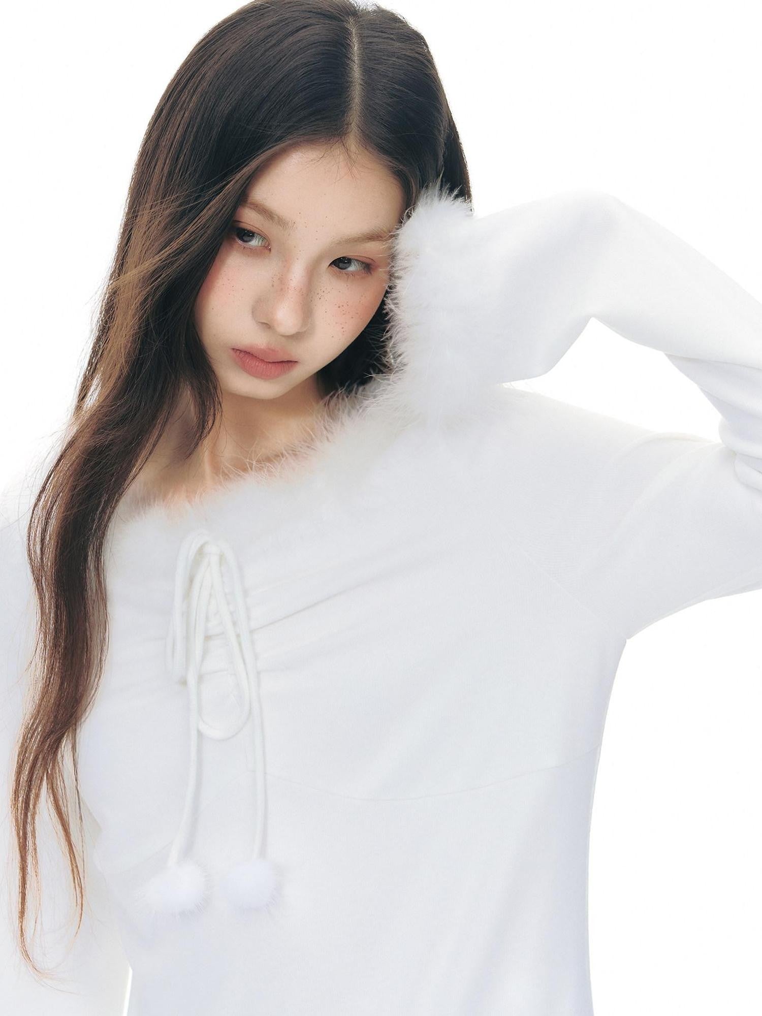 NAPSNAPS Deep Gray White Fuzzy Splice Women&