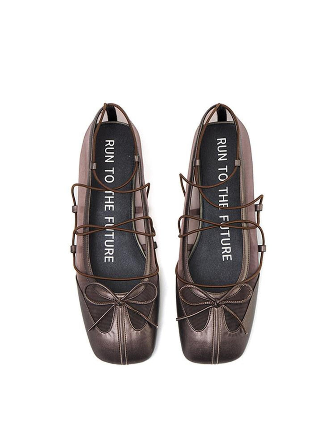 RUN TO THE FUTURE Bow Detail Square Toe Slip On Ballet Casual Sheepskin Lined Everyday Flats