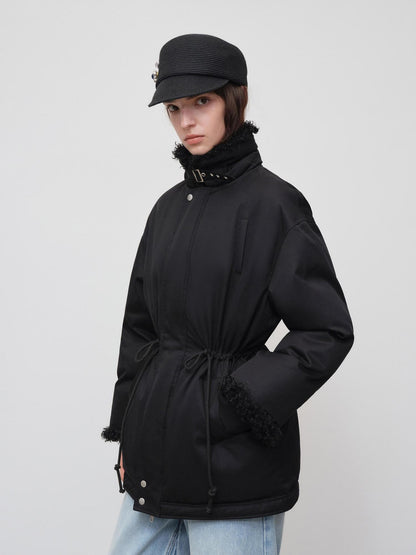 RUN TO THE FUTURE Classic Black Cotton Commuter Loose Fit Stand Collar Zipper Outerwear Parkas