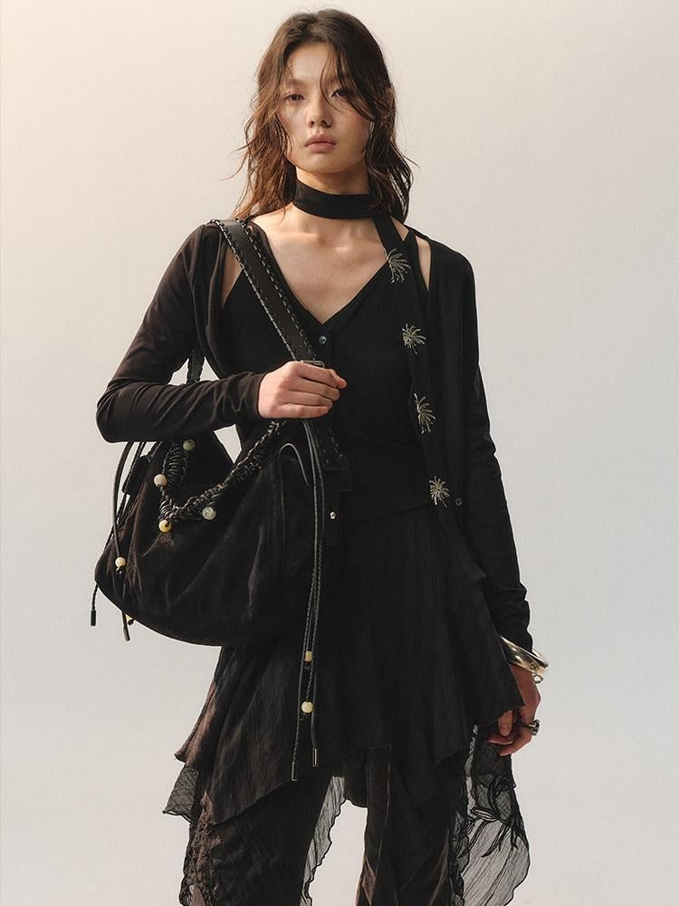 AnnoMundi Embroidered Modal Blend Casual Slim Cuffed Short Sleeve Women Knit Cardigans