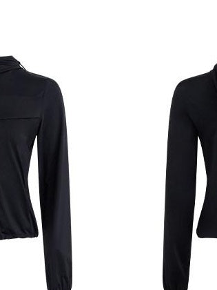 RUN TO THE FUTURE Breathable Upf110 Protection Slim Fit Hooded Zip Cropped Female Black Hoodies