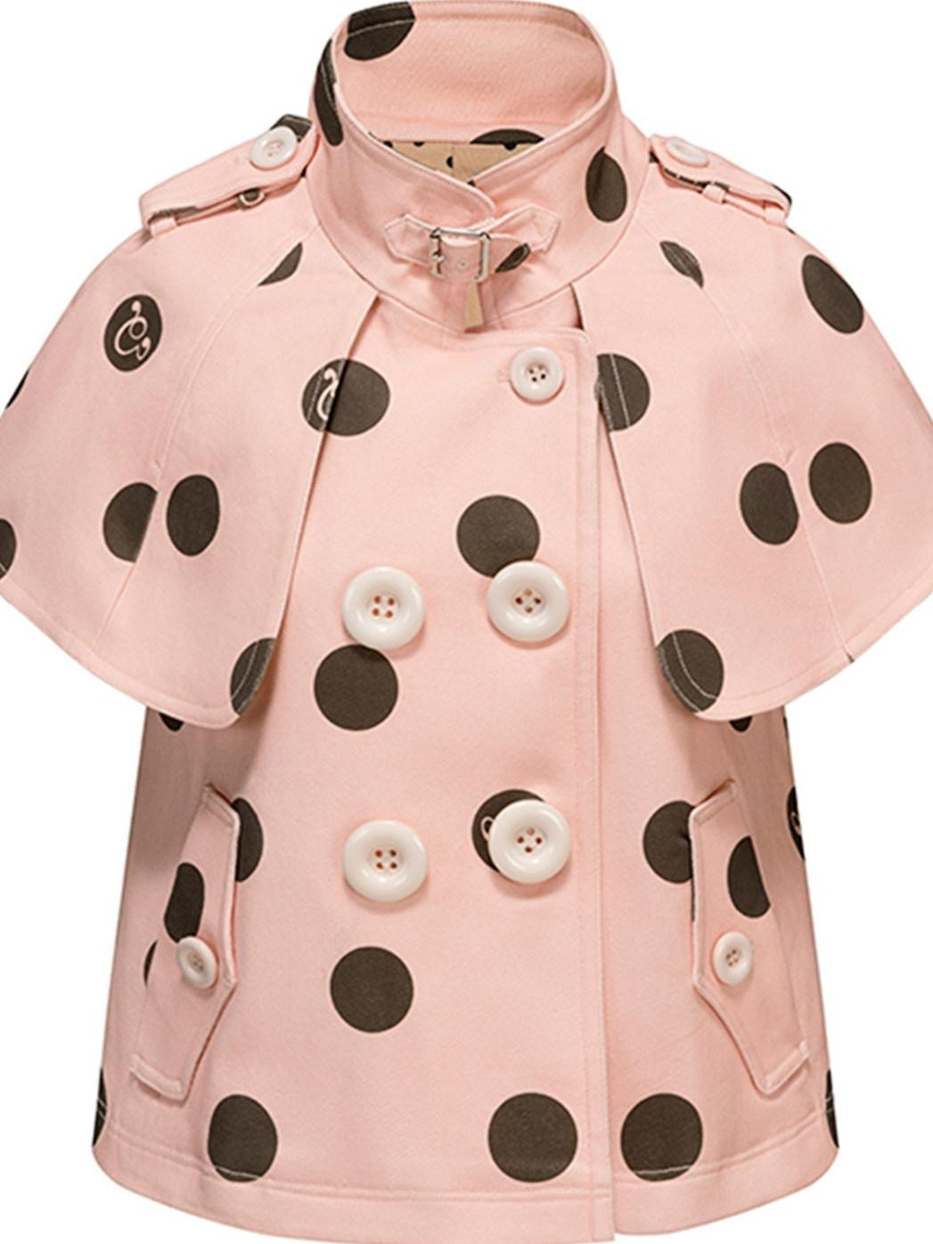 nit alcove Windproof Cotton Stretch Cute Cropped Doublebreasted Unisex Polka Dot Blouses