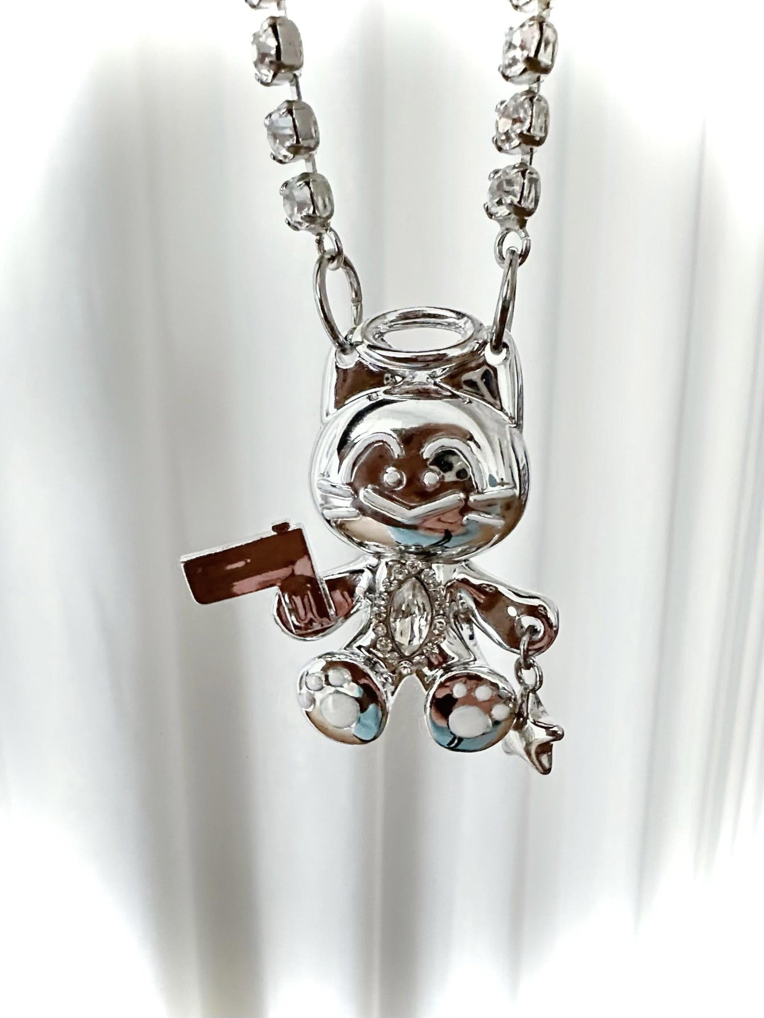 takeabreak Cat And Dog Spy Silver Plated Diamond Inlay Women&