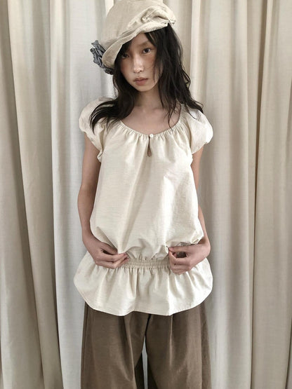 Dorydory Ivory Vintage Puff Sleeve Women&