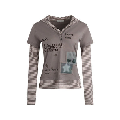 NAPSNAPS_Striped_Patchwork_Letter_Print_Hooded_Women&